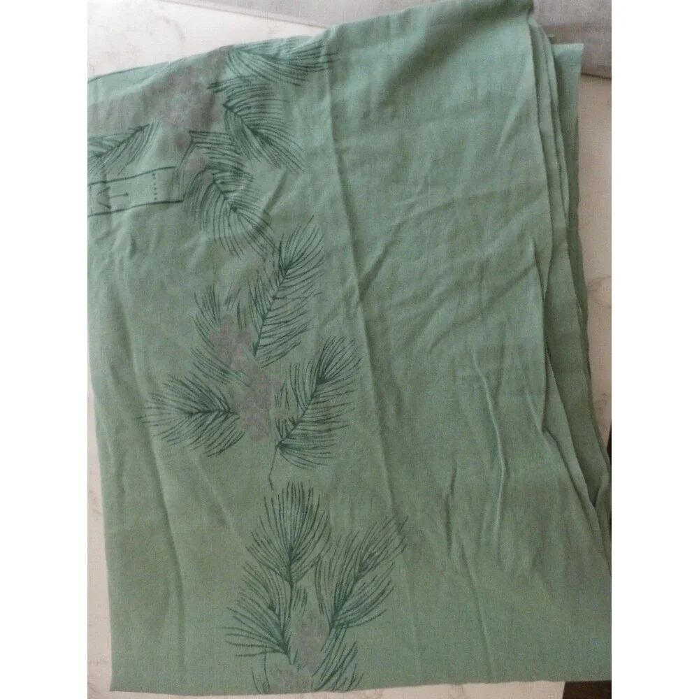 VTG California Hand Prints Tablecloth MCM Green Holiday Candles Spruce 64